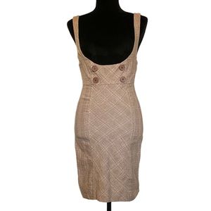 Retro Tan Plaid Mini Dress